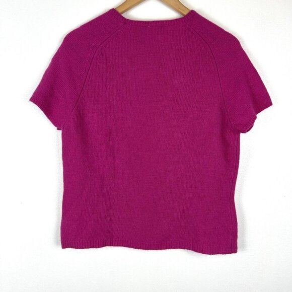Vintage Kathie Lee Hot Pink Lamswool Angora Short Sleeve Sweater L y2k 90s Flaw - Picture 5 of 7